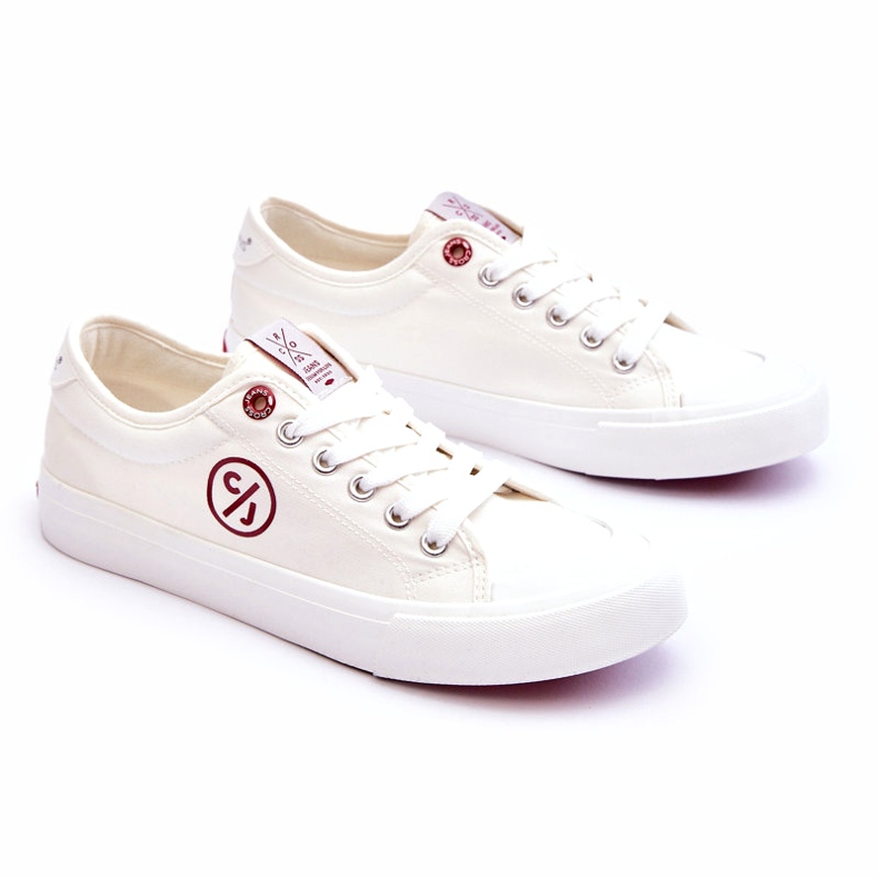 Damen Cross Jeans Stoff Turnschuhe LL2R4043 Weiß 1