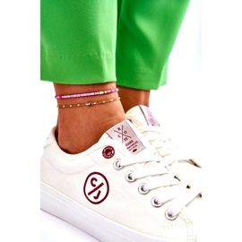 Damen Cross Jeans Stoff Turnschuhe LL2R4043 Weiß 4