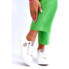 Damen Cross Jeans Stoff Turnschuhe LL2R4043 Weiß 3