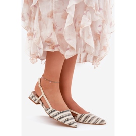 Frauen Ballerinas mit spitzen Nasen mit zarten beige Absätzen 1