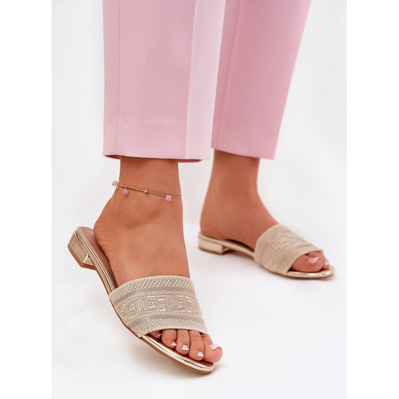 Flach -getötete Frauenflip -flip -flops Gold golden 2