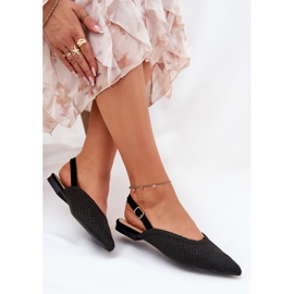 Ballerinas mit Geflecht und spitzen Zehen schwarz 1