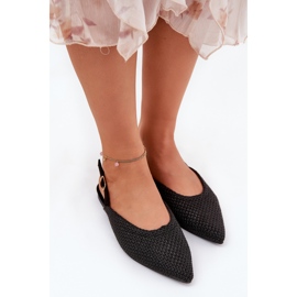 Ballerinas mit Geflecht und spitzen Zehen schwarz 6
