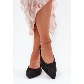 Ballerinas mit Geflecht und spitzen Zehen schwarz 5