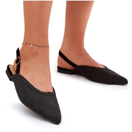 Ballerinas mit Geflecht und spitzen Zehen schwarz 8
