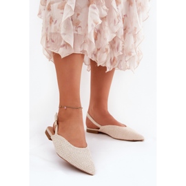 Ballerinas mit Geflecht und spitzen Zehen Beige 2