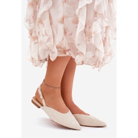 Ballerinas mit Geflecht und spitzen Zehen Beige 1