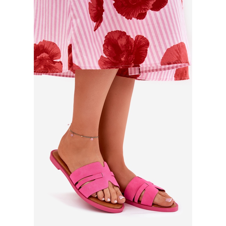 Flat -Tiefen -Flip -Flops mit Eco -Suede Fuchsia -Ausschnitten rosa 1