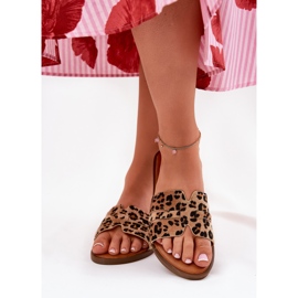 Flach -heftige Frauen -Flip -Flops mit braunen Leoparden -Leoparden 2