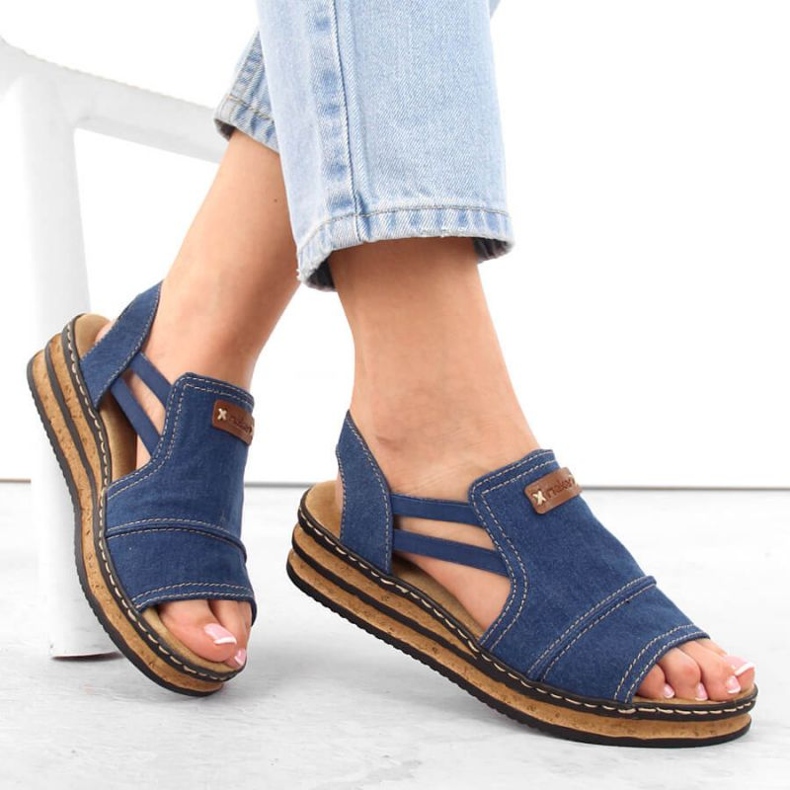 Bequeme Rieker W RKR684 Jeans-Plateausandalen 2