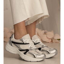 Silber -Turnschuhe Frauensport mit Glitzer silber- 5