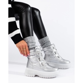 Damen-Schneestiefel mit silbernem Klettverschluss silber- 1