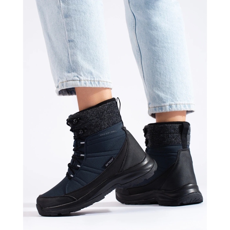 DK marineblaue Schneestiefel zum Schnüren für Damen schwarz 1