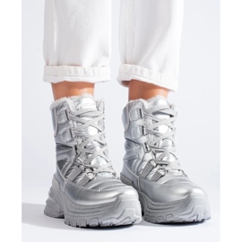 W. Potocki Silberne Schneestiefel für Damen mit Fell von Potocki silber- 1