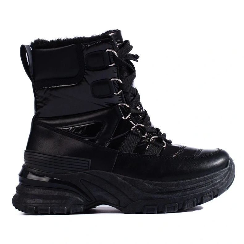 W. Potocki Schwarze Damen-Schneestiefel mit Fell von Potocki 2