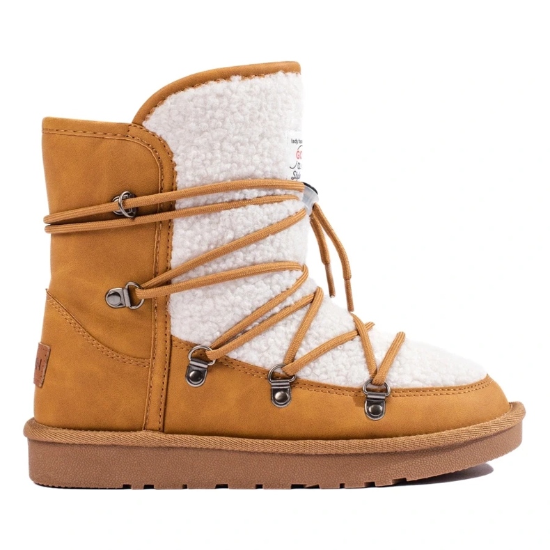 Warme kamelfarbene Schneestiefel für Damen braun 1