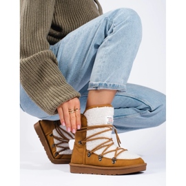 Warme kamelfarbene Schneestiefel für Damen braun 2