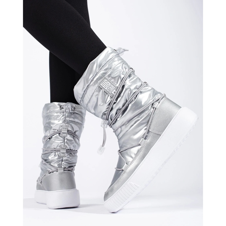 Silber isolierte Schneestiefel für Damen Big Star KK274195 silber- 2