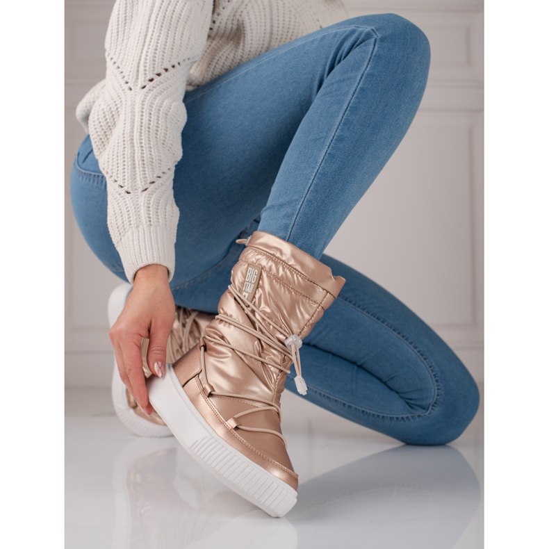 Goldene isolierte Schneestiefel für Damen Big Star KK274194 rosa 2