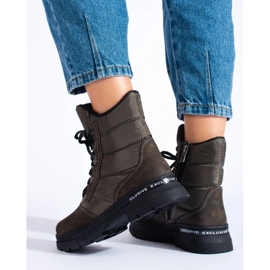 Schneestiefel zum Schnüren für Damen grün 1