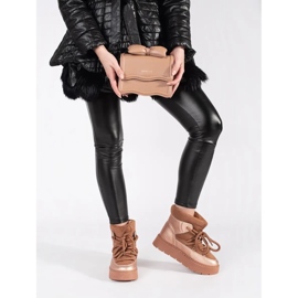 Braune Damen-Schneestiefel zum Schnüren mit dicker Sohle 1