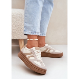 Frauen -Sneaker auf der Plattform dunkler Beige 2