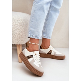 Frauen -Sneaker auf der Plattform Leopard Beige 2