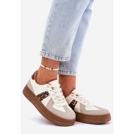 Frauen -Sneaker auf der Plattform Leopard Beige 1