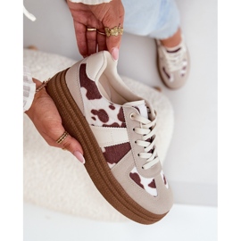Frauen -Sneaker auf der Plattform in beige Patches 2
