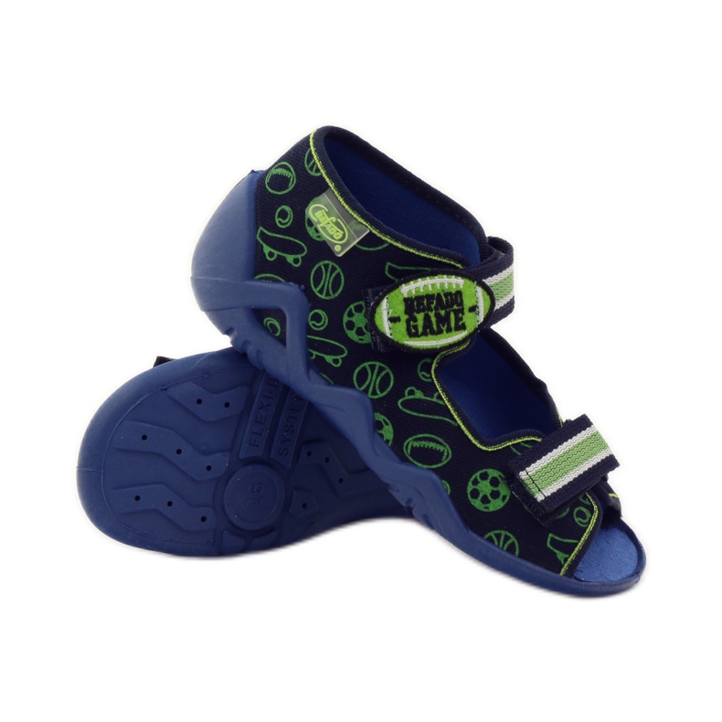 Befado Kinderschuhe Sandalen Hausschuhe 250p070 navy blau grün 3