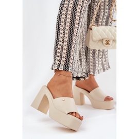 Damen -Öko -Leder -Pantoffeln für Frauen auf der Post- und Hell -Bettler -Plattform beige 2