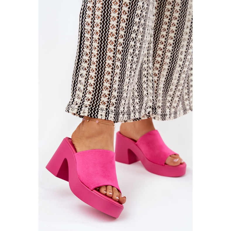 Flip Flops für Frauen auf der Säule und Plattform Fuchsia rosa 2