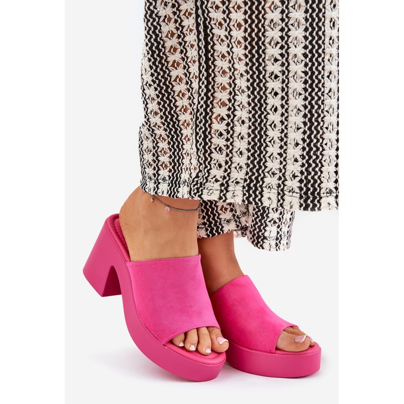 Flip Flops für Frauen auf der Säule und Plattform Fuchsia rosa 1