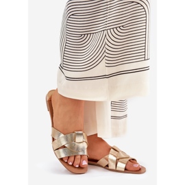 Flat -Frauen -Flip -Flops mit Verflechtung goldenen Streifen 1