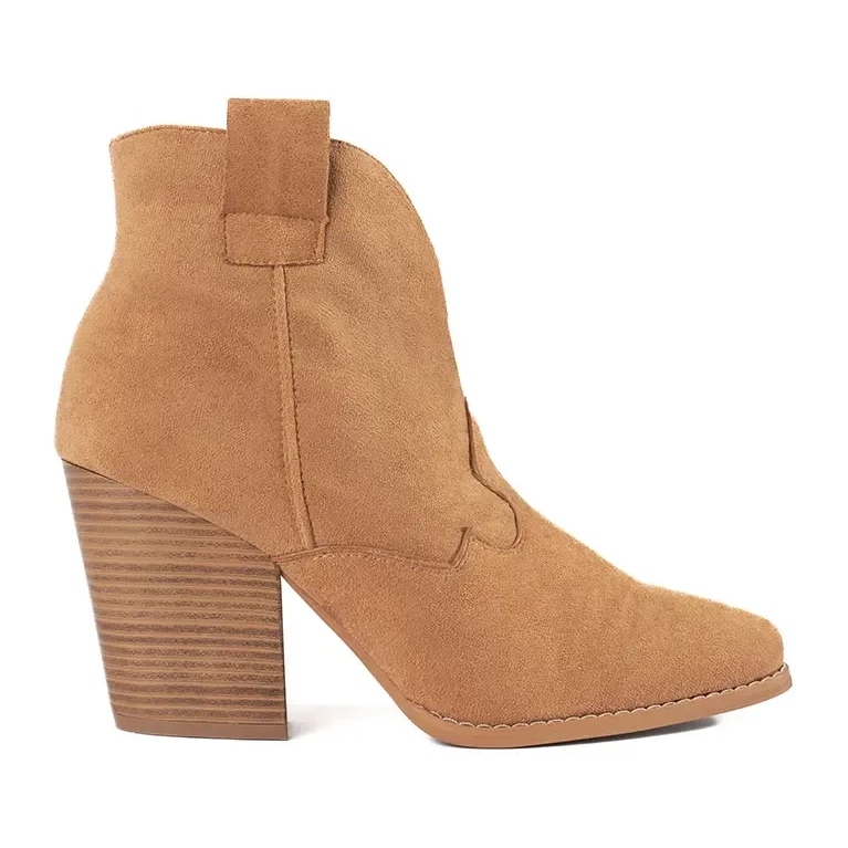 Wildleder-Cowboystiefel auf der Säule beige 1