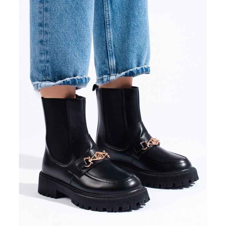 Slip-On-Taschen auf der Plattform schwarz 2