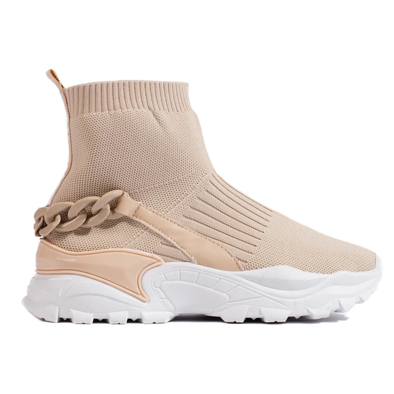 Modische Turnschuhe mit einer Socke beige 2