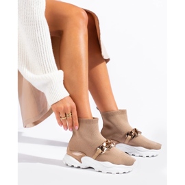 Slip-On-Sneakers mit Kette braun 2