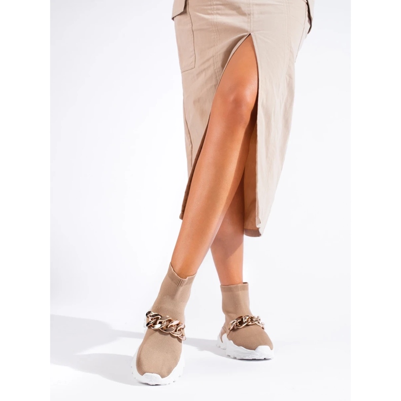 Slip-On-Sneakers mit Kette braun 1