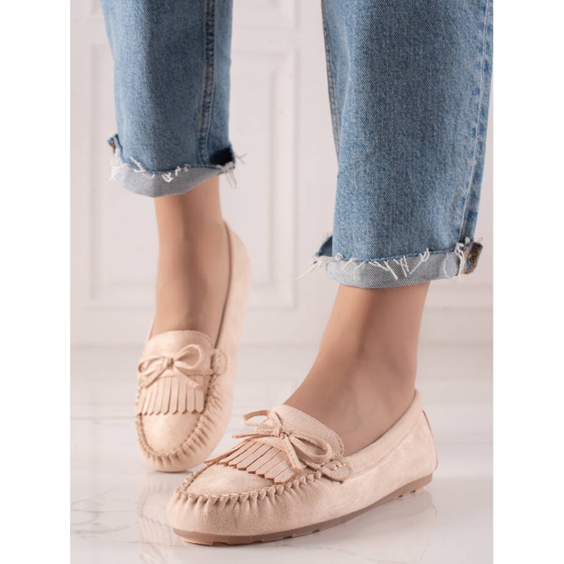 Slipper mit Schleife beige 2