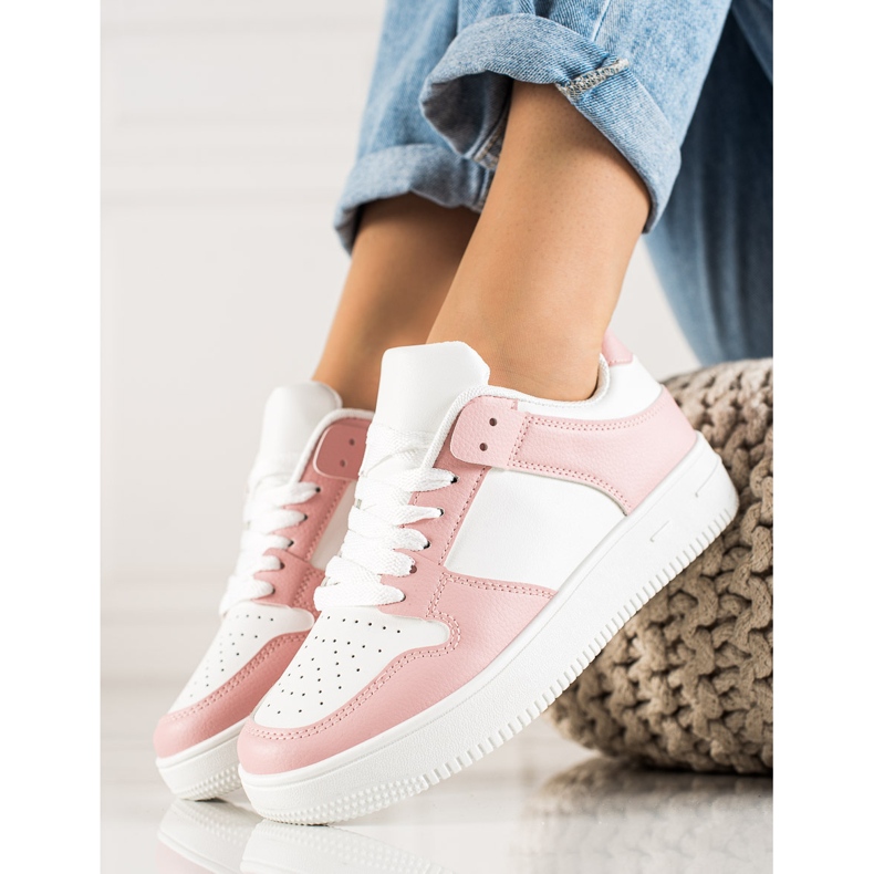 TRENDI Sportschuhe aus Öko-Leder weiß rosa 1
