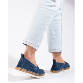 T.Sokolski Leder-Espadrilles auf der Plattform navy blau 1