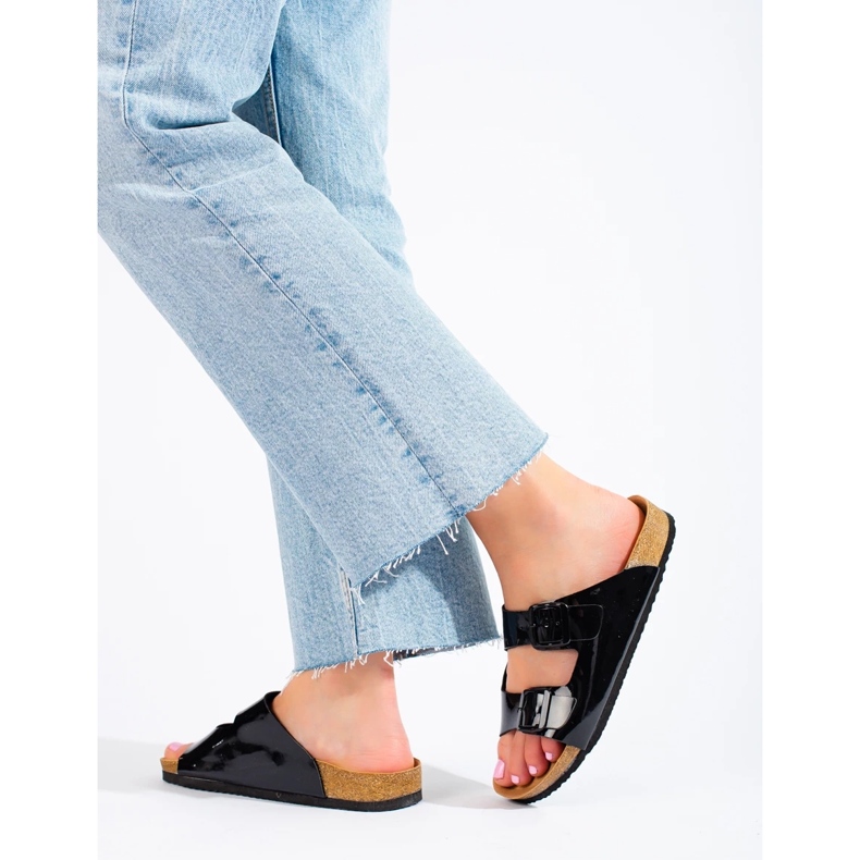 W. Potocki Lackierte Potocki-Pantoffeln schwarz 2