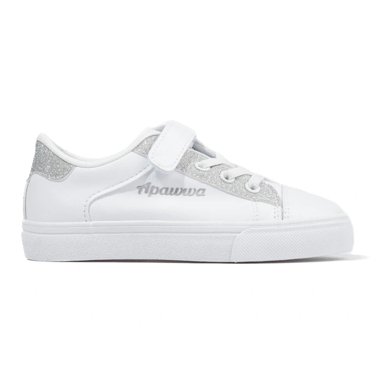 Weiße Kinder-Sneaker mit silbernem Glitzer 1