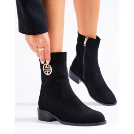 Hohe Damenstiefel aus schwarzem Wildleder 3