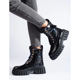 Schwarze Damen-Arbeiterschuhe mit dicker Sohle 1