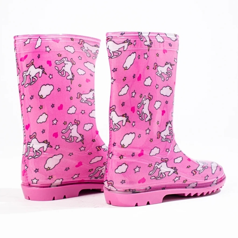 Hohe Mädchen-Gummistiefel mit rosa Muster 2