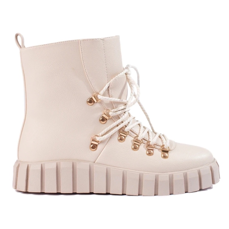 W. Potocki Beige isolierte Damenstiefel auf der Potocki-Plattform 1