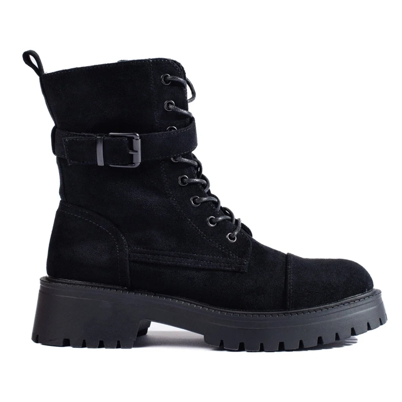 Damenbeutel aus Wildleder mit Schnalle schwarz 1