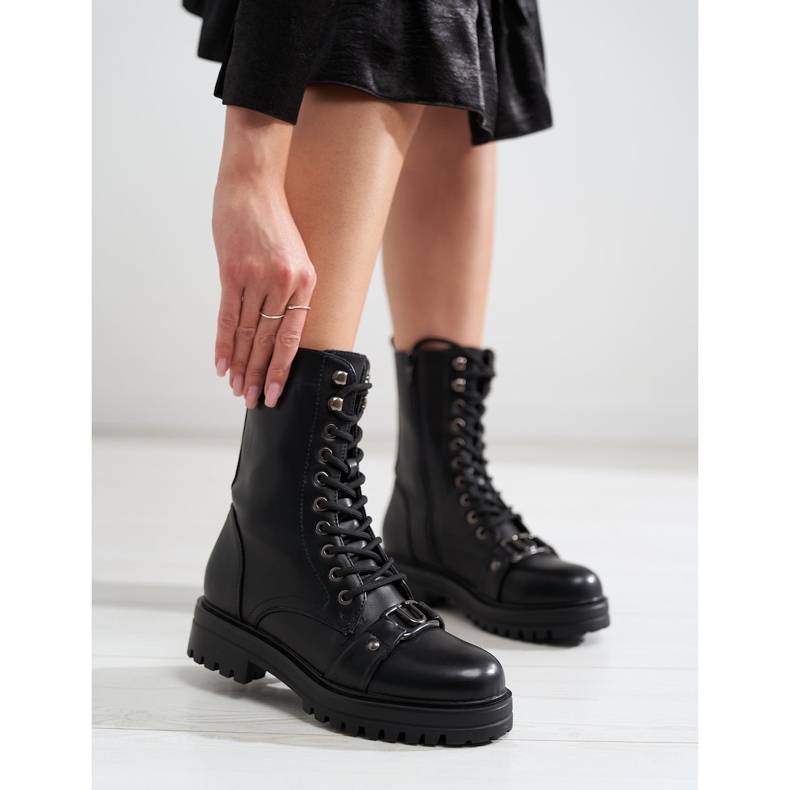 Hohe Arbeitsstiefel für Damen schwarz 1